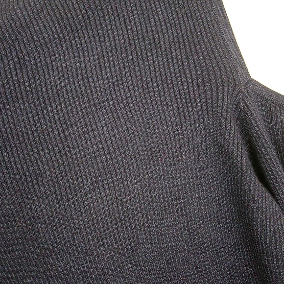 New Ribbed Sparkly Knit V Neck Cold Shoulder Stretchy Sweater Top - Picture 13 of 14